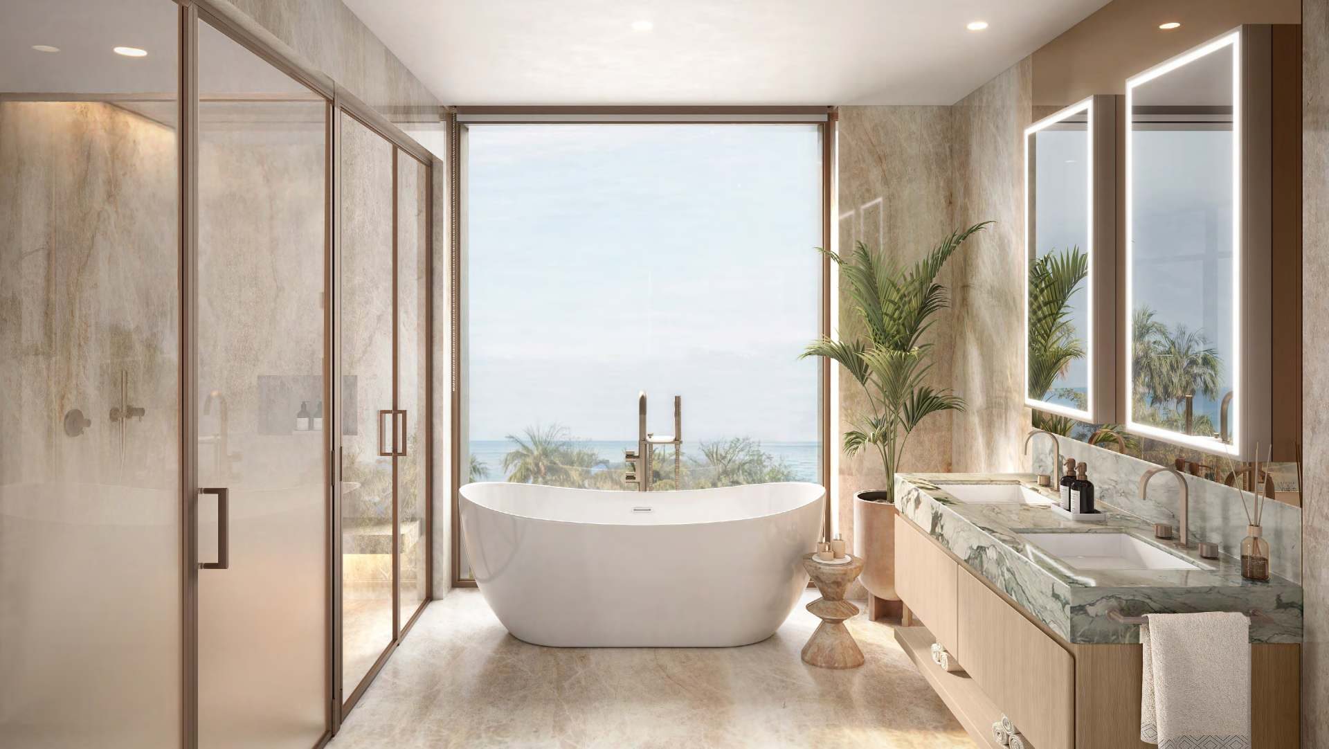 Bathroom with sea view